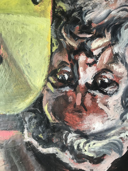 Oil painting portrait of Moses Alexander Litvinov with bold earthy brushstrokes