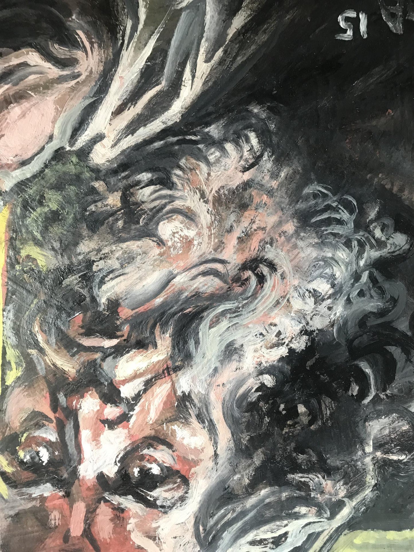 Abstract expressionist oil painting of Moses Alexander Litvinov distorted face