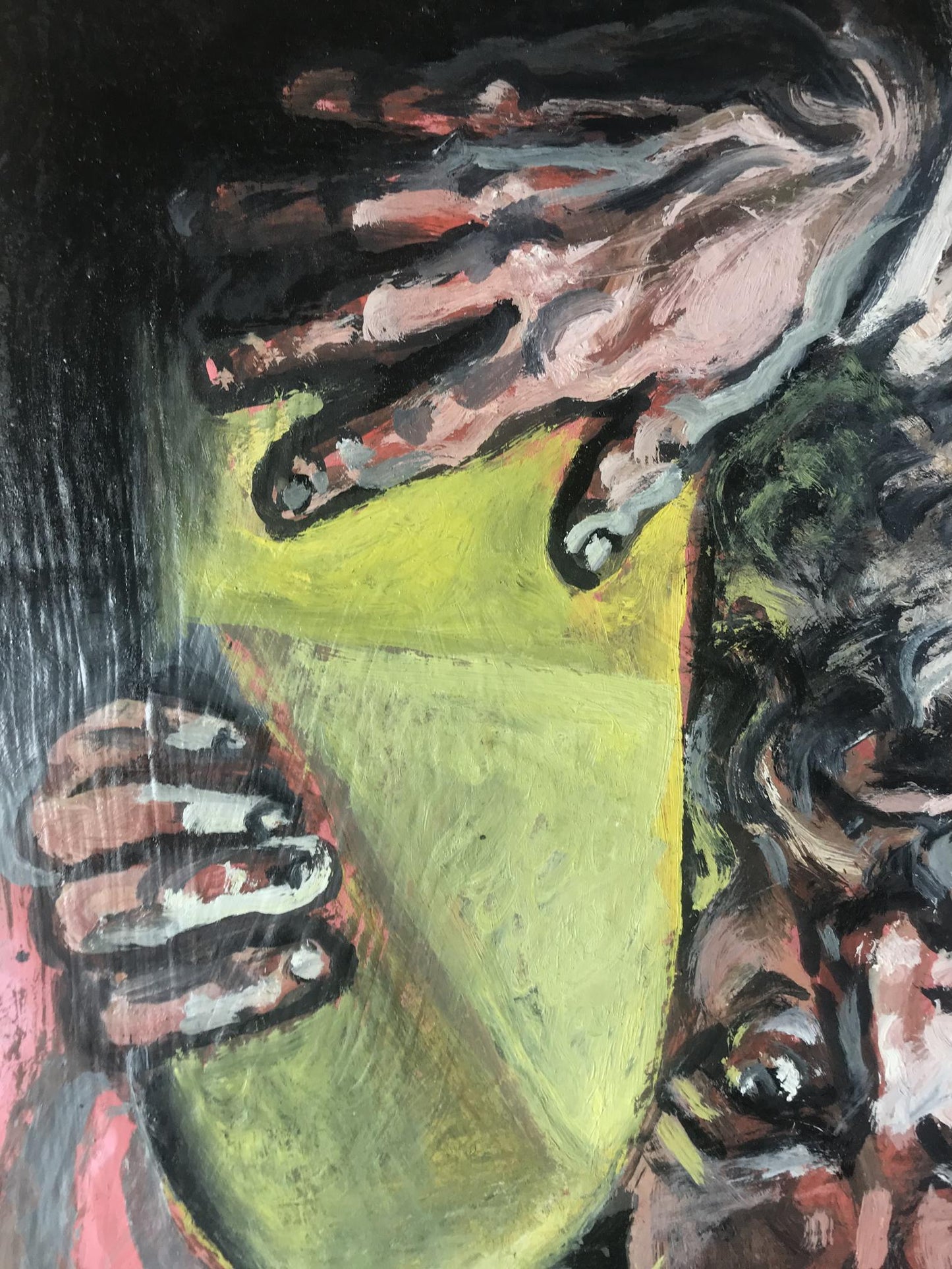 Oil painting portrait of Moses Alexander Litvinov with vibrant expressive hands