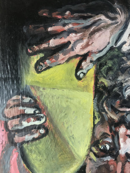 Oil painting portrait of Moses Alexander Litvinov with vibrant expressive hands
