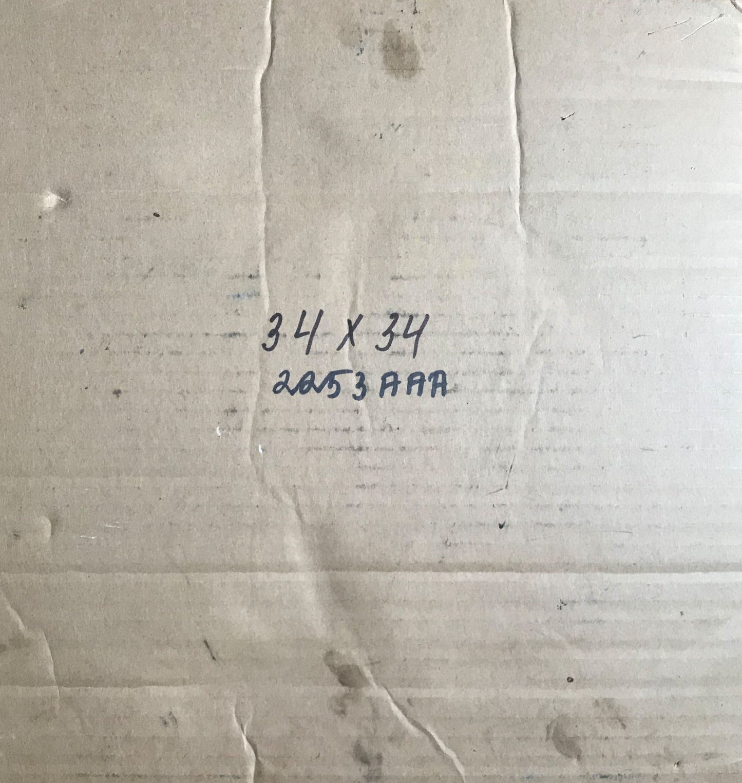 Back of oil painting portrait of Moses Alexander Litvinov on beige corrugated cardboard with handwritten measurements