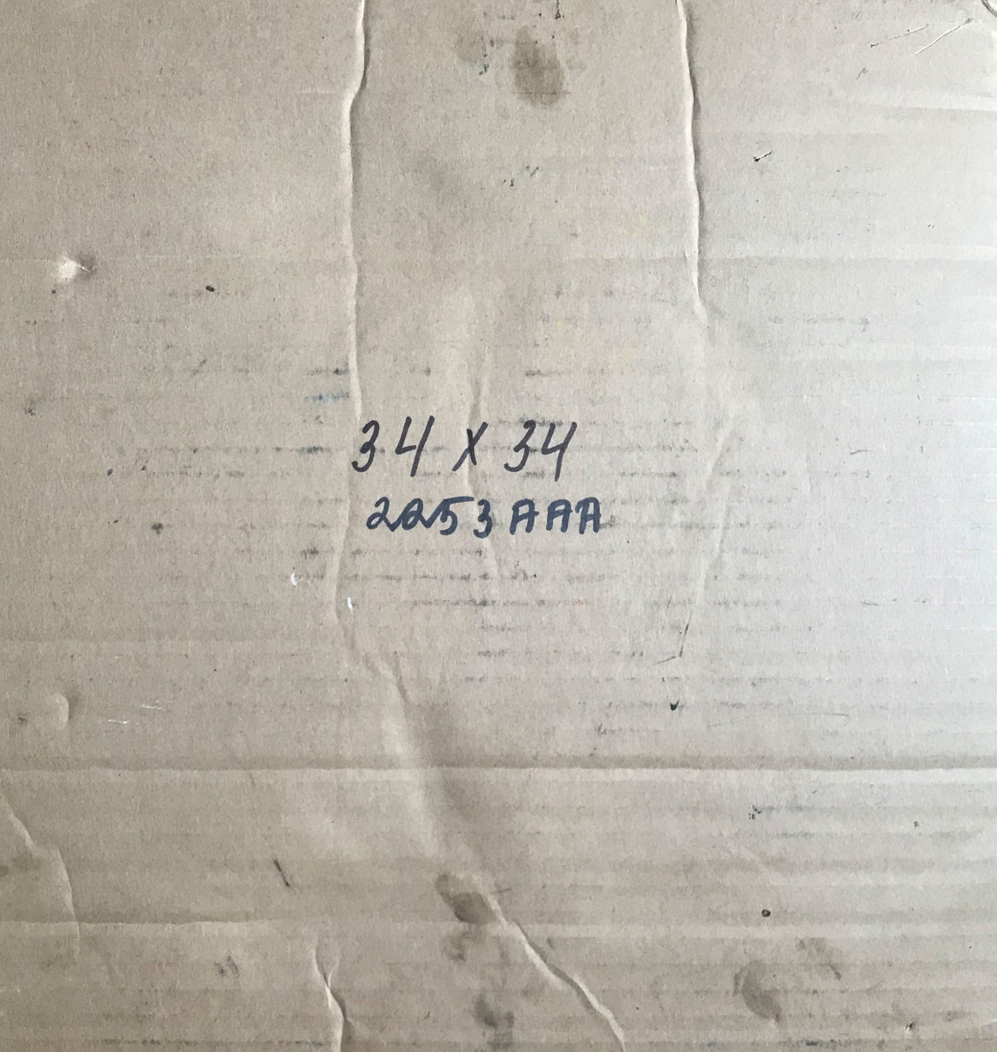 Back of oil painting portrait of Moses Alexander Litvinov on beige corrugated cardboard with handwritten measurements