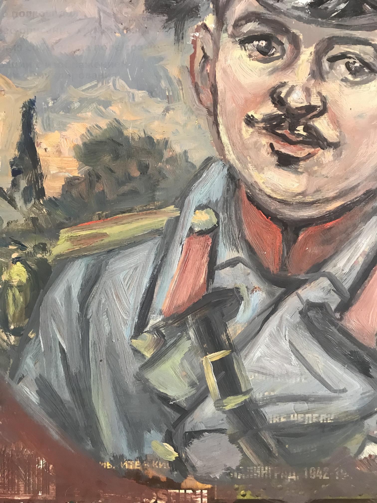 Oil painting of Soldiers Emotions by Alexander Litvinov impressionist portrait