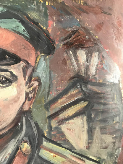 Oil painting Soldiers emotions by Alexander Litvinov in earthy tones