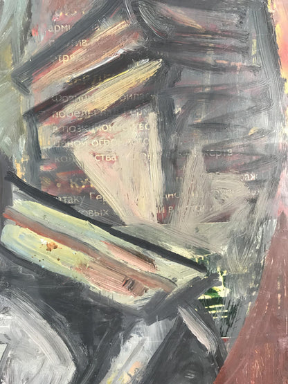 Oil painting Soldiers emotions by Alexander Litvinov abstract expressionist grays