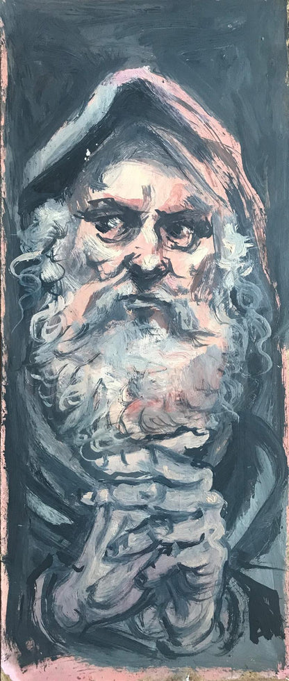 Oil painting portrait of bearded old man Alexander Litvinov