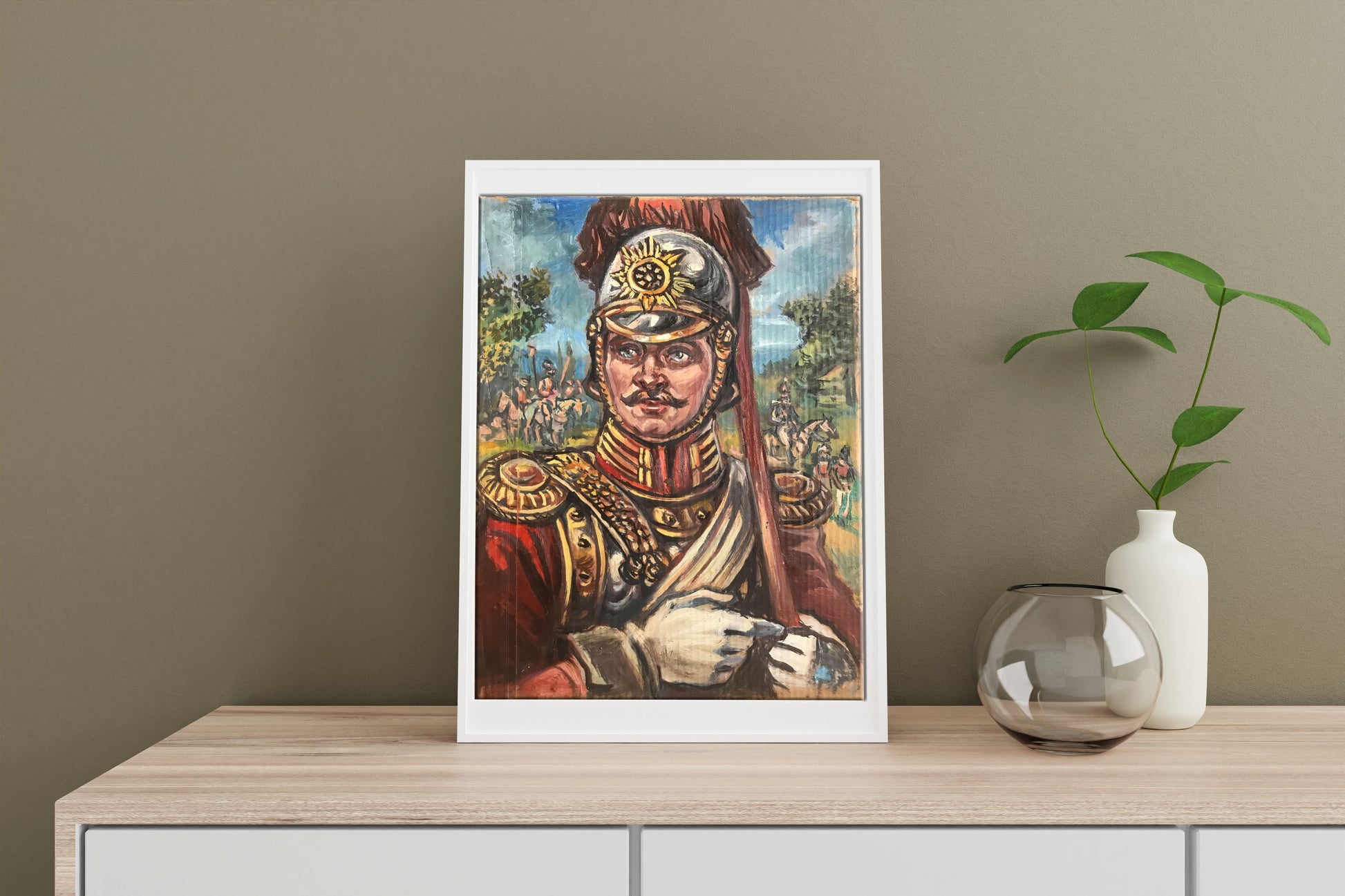 Oil painting portrait of Legionnaire Alexander Arkadievich Litvinov in ornate uniform