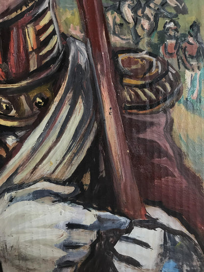 Oil painting portrait of legionnaire Alexander Arkadievich Litvinov with bold textured brushstrokes