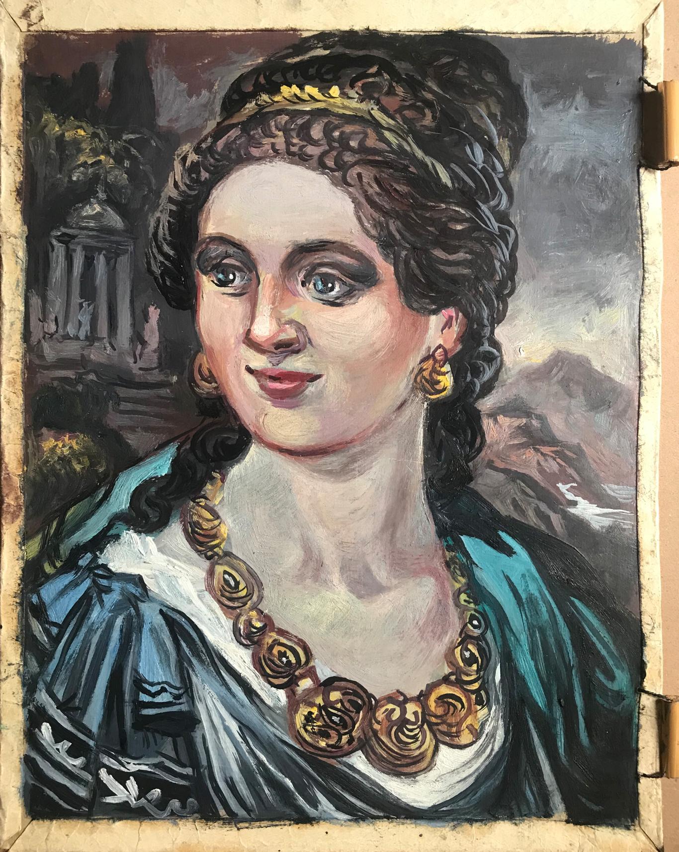Oil painting of woman with gold necklace by Alexander Litvinov