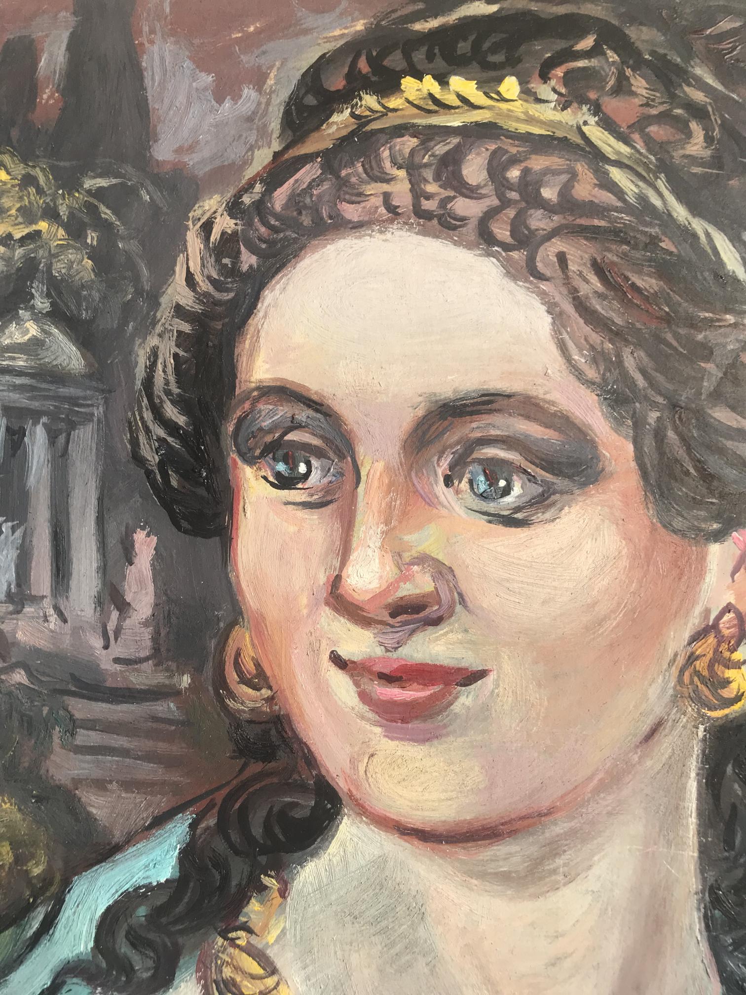 Oil painting portrait of woman with gold necklace by Alexander Litvinov