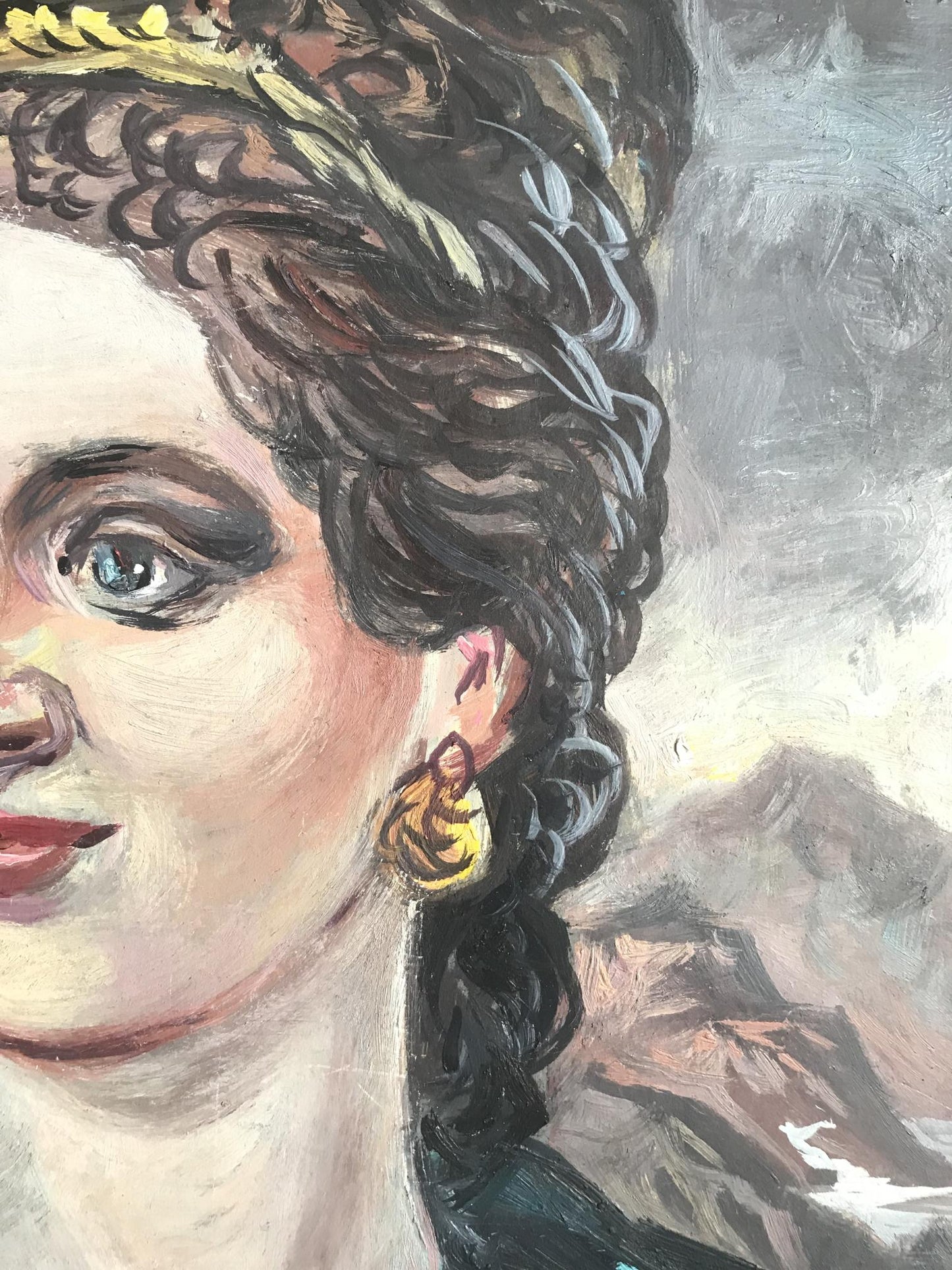 Oil painting of woman with gold necklace by Alexander Litvinov