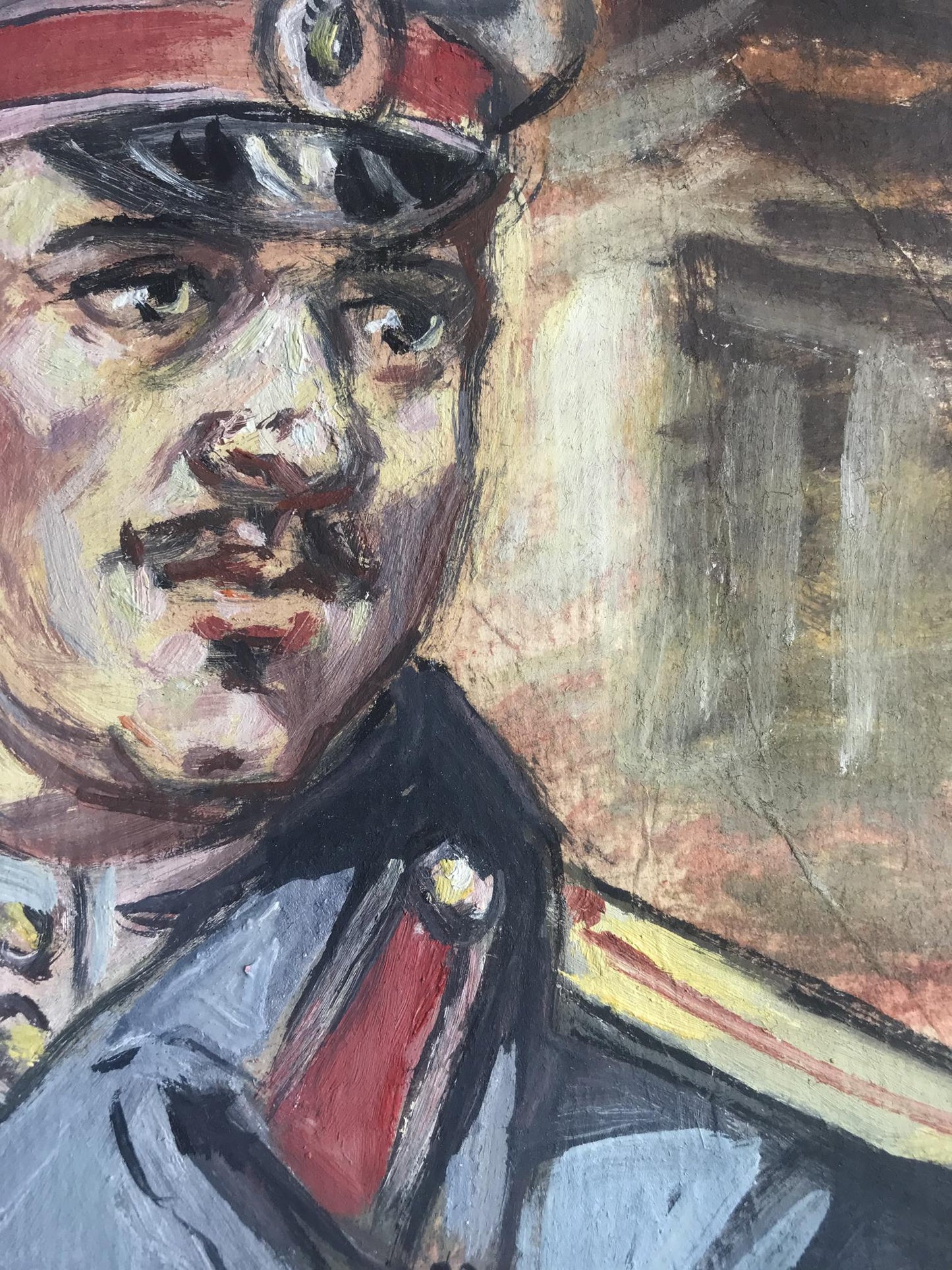 Oil painting portrait of soldier in uniform by Alexander Litvinov
