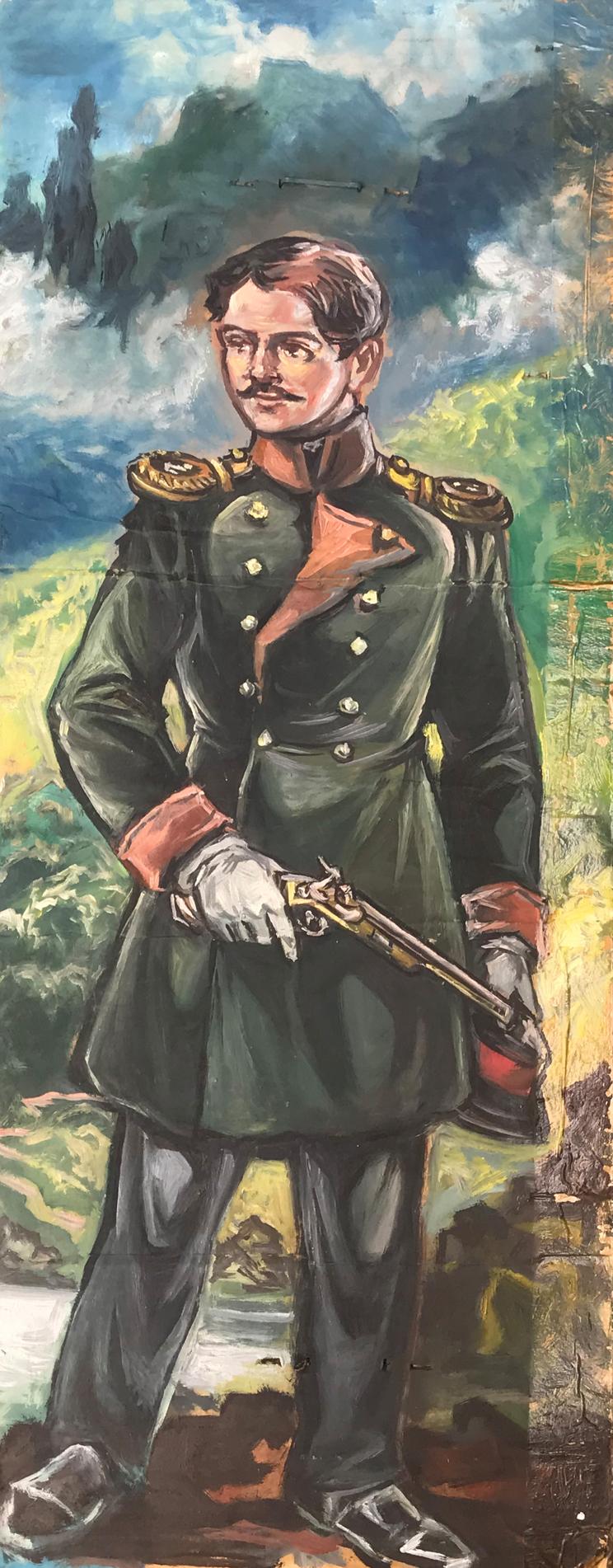 Oil painting of soldier Alexander Arkadievich Litvinov in ornate uniform