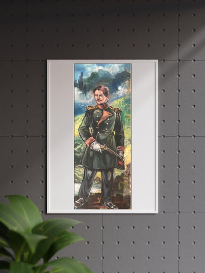 Oil painting of full-length portrait of soldier Alexander Arkadievich Litvinov