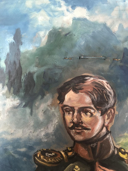 Impressionistic oil painting of full-length soldier Alexander Arkadievich Litvinov