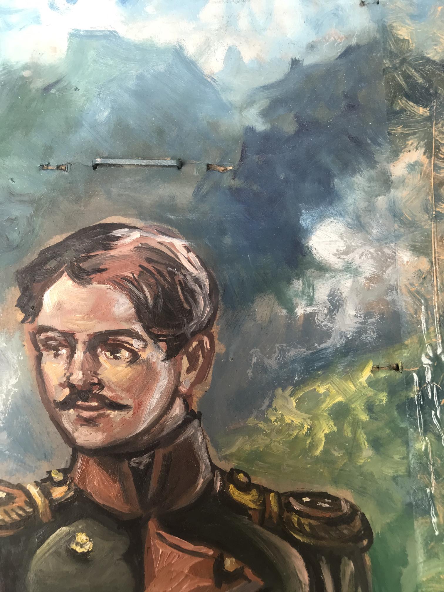 Oil painting of full-length soldier Alexander Arkadievich Litvinov portrait