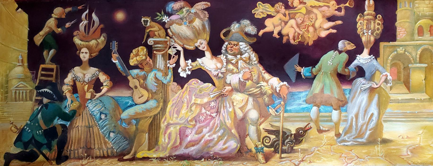 Oil painting of 18th century gentlemen by Daniil Litvinov mural