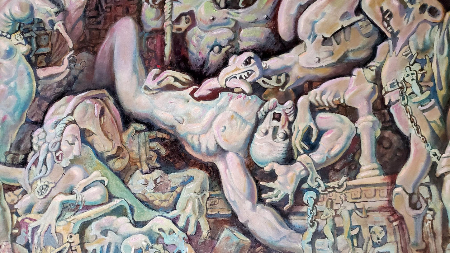 Surreal oil painting by Prometheus Litvinov Daniil Olegovich in pastel tones