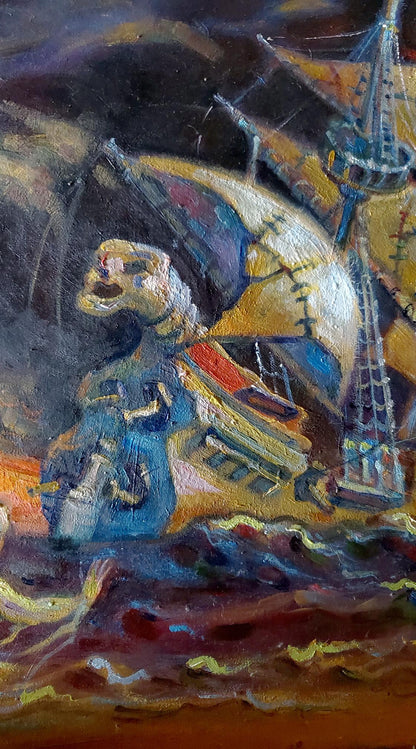 Vibrant abstract oil painting of The Temptation of St. Anthony by Litvinov Daniil Olegovich