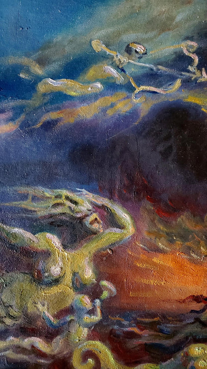 Surreal oil painting The Temptation of St. Anthony by Litvinov Daniil Olegovich