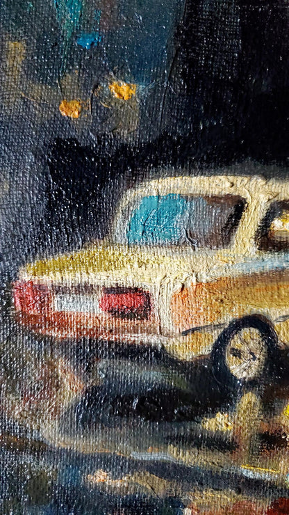 Litvinov Daniil Olegovich's oil artwork captures the essence of a rainy day