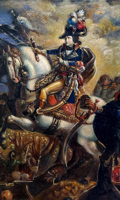 Oil painting of Napoleon in Egypt by Daniil Litvinov, soldier on white horse