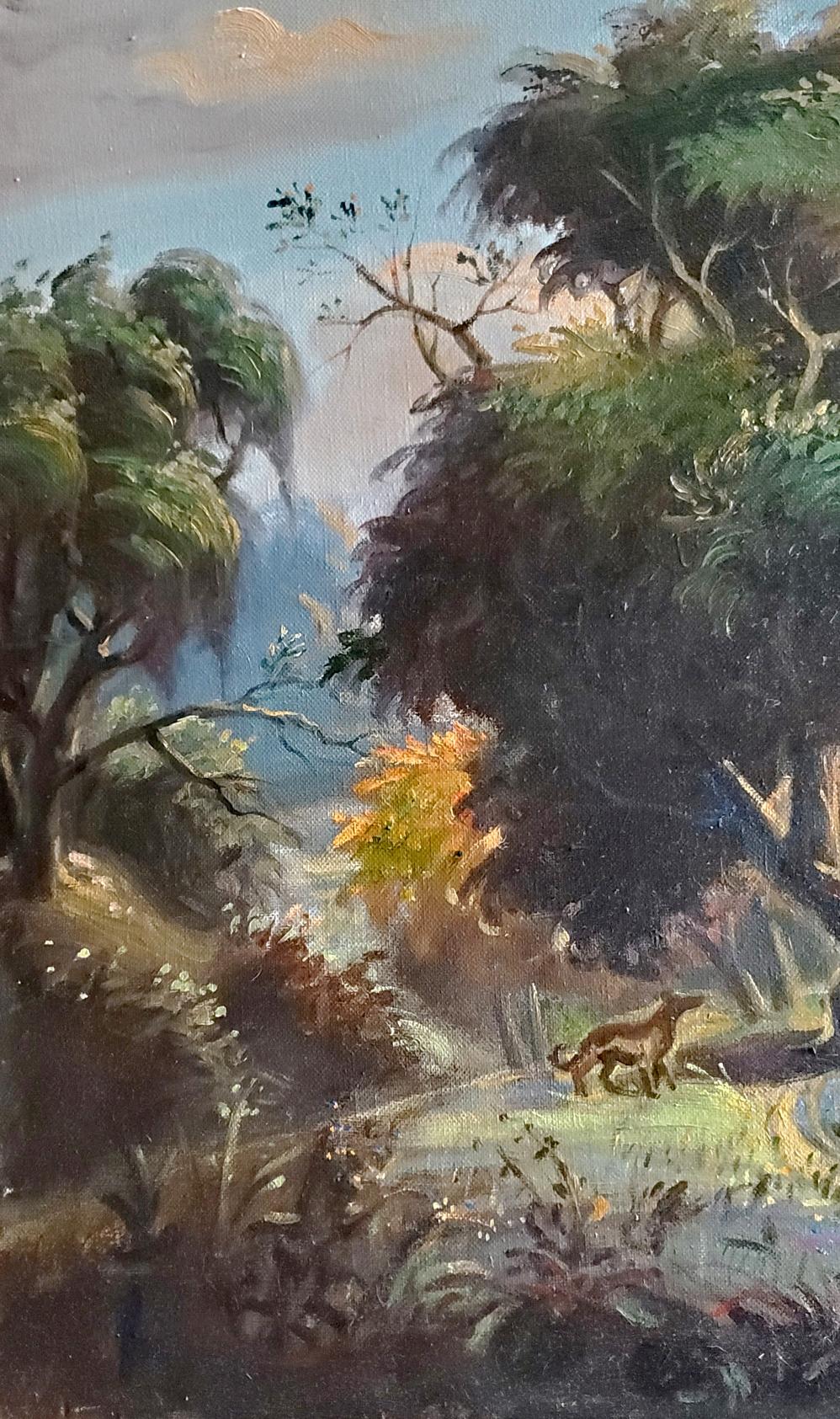Rustic oil painting by Melody Litvinov Daniil Olegovich of sunlit forest path