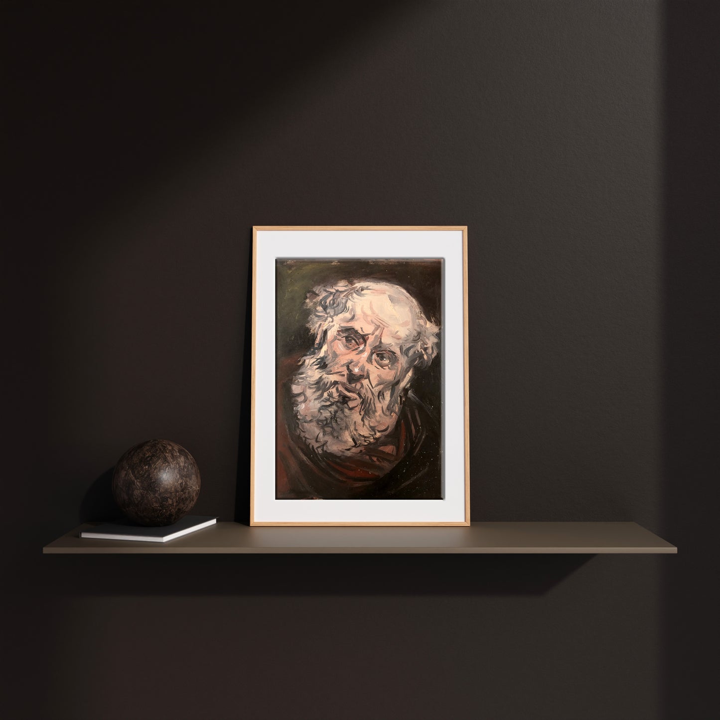 Oil painting portrait of Seer by Alexander Litvinov in light wood frame