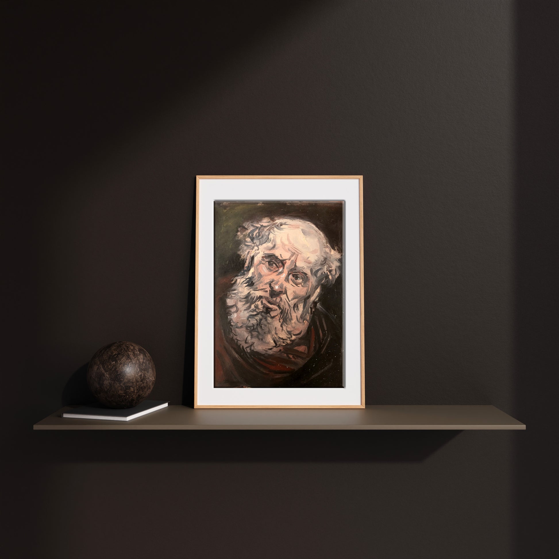 Oil painting portrait of Seer by Alexander Litvinov in light wood frame