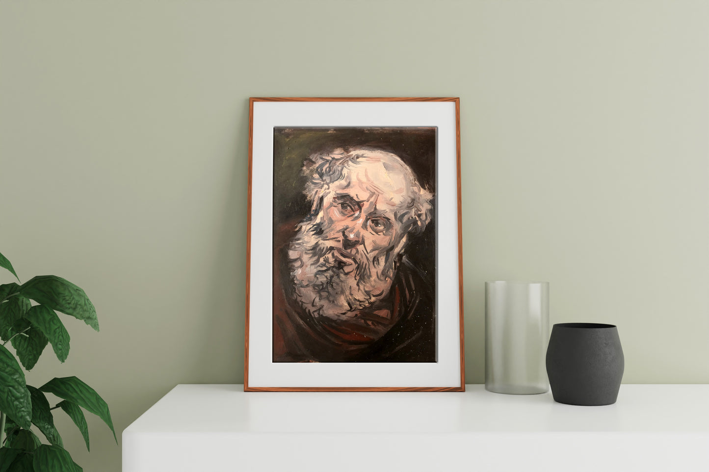 Oil painting portrait of Seer Alexander Litvinov in wooden frame
