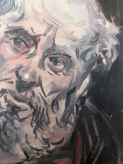 Oil painting portrait of Seer by Alexander Litvinov, textured elderly man