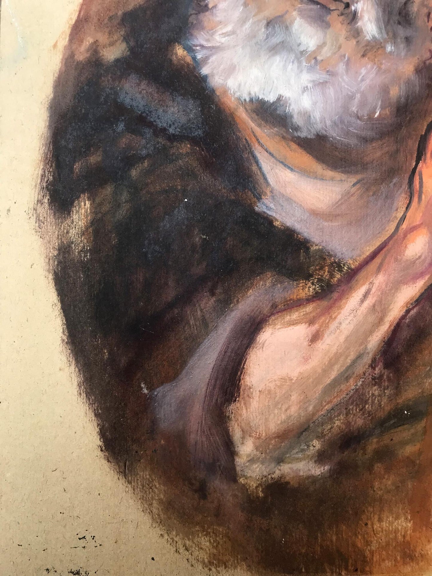 Oil painting portrait of old man with cane by Alexander Litvinov