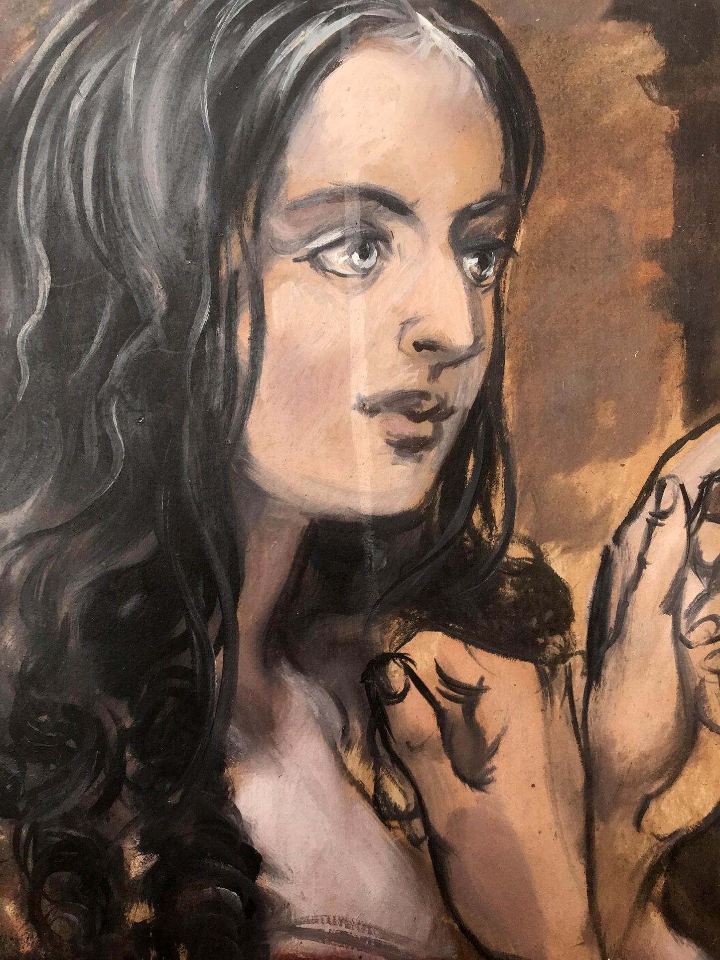 Oil painting portrait of expressive woman by Alexander Arkadievich Litvinov