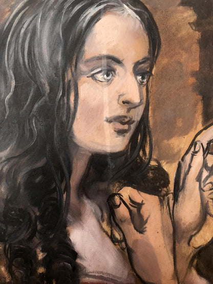Oil painting portrait of expressive woman by Alexander Arkadievich Litvinov