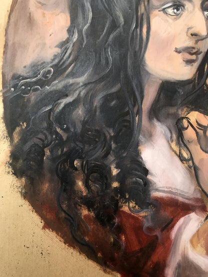 Oil painting portrait of a girl by Alexander Arkadievich Litvinov