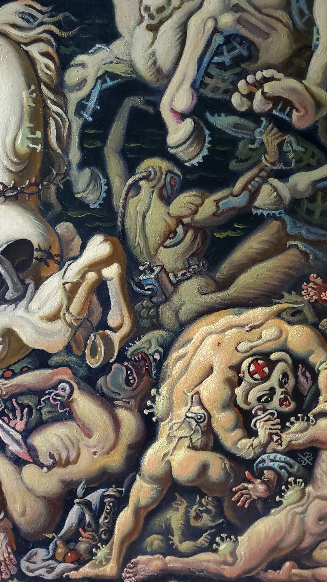 Oil painting of Horsemen of the Apocalypse attacking by Daniil Litvinov