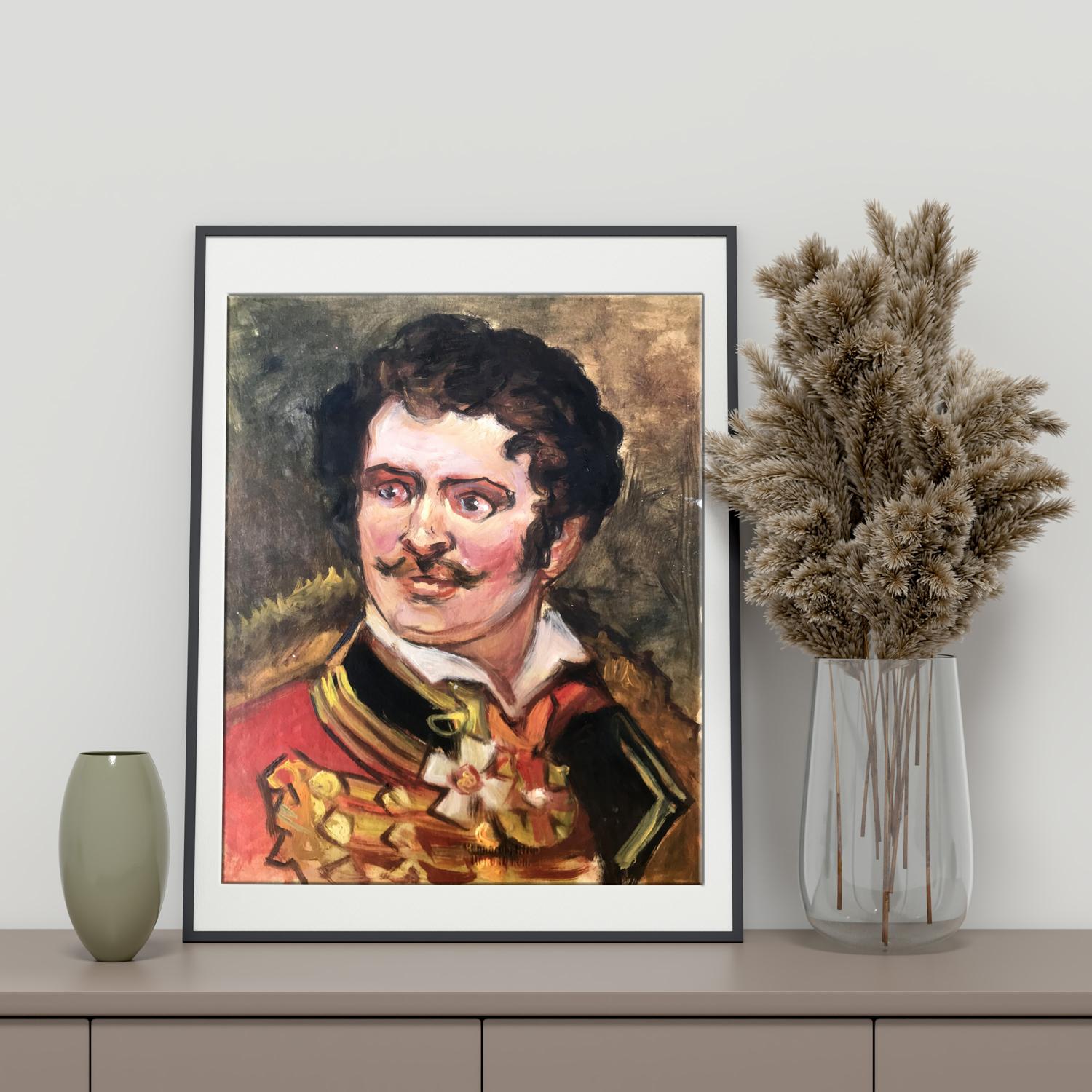 Oil painting portrait of Alexander Litvinov in ornate military uniform