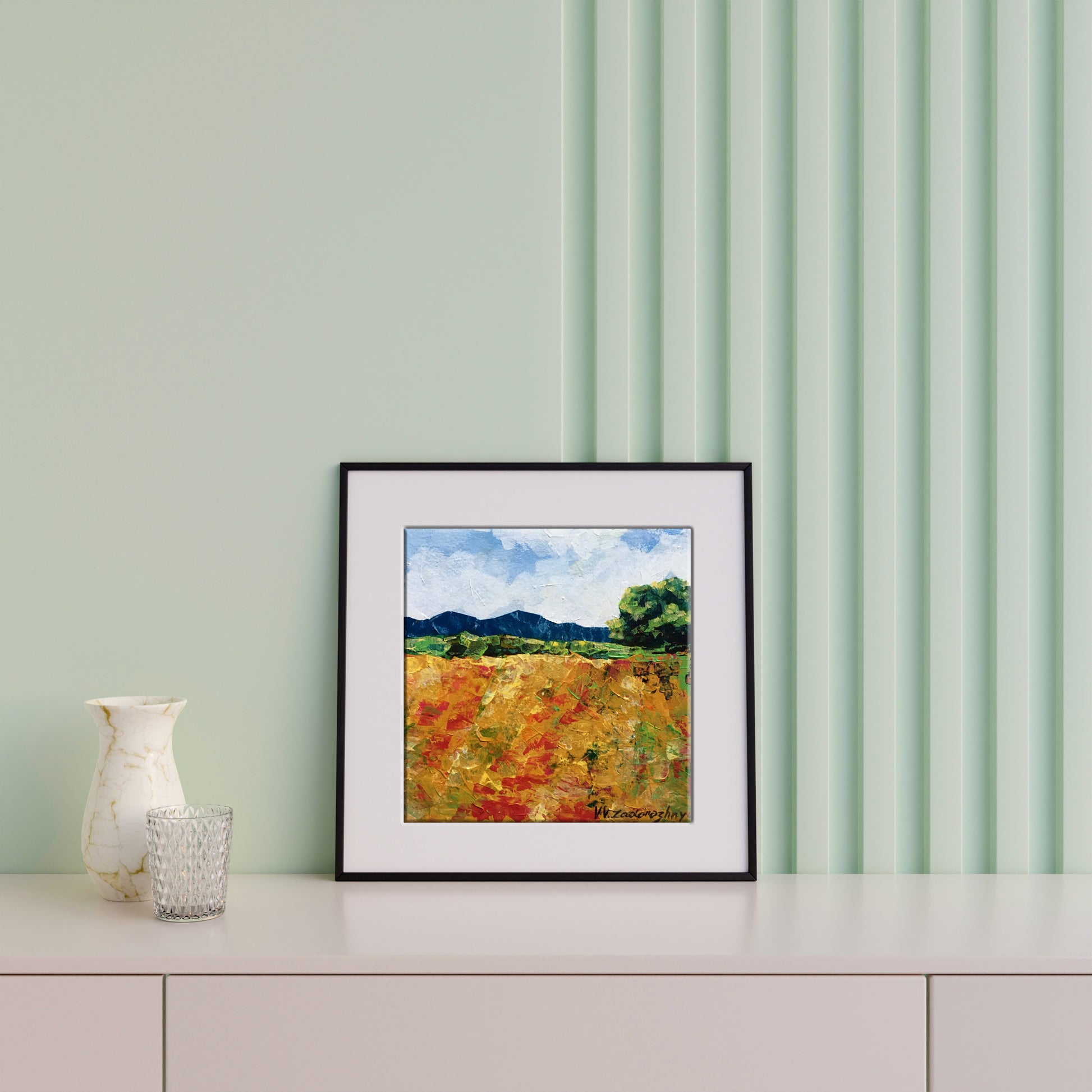 Oil painting Summer day Zadorozhnya V.V. impressionist golden fields landscape
