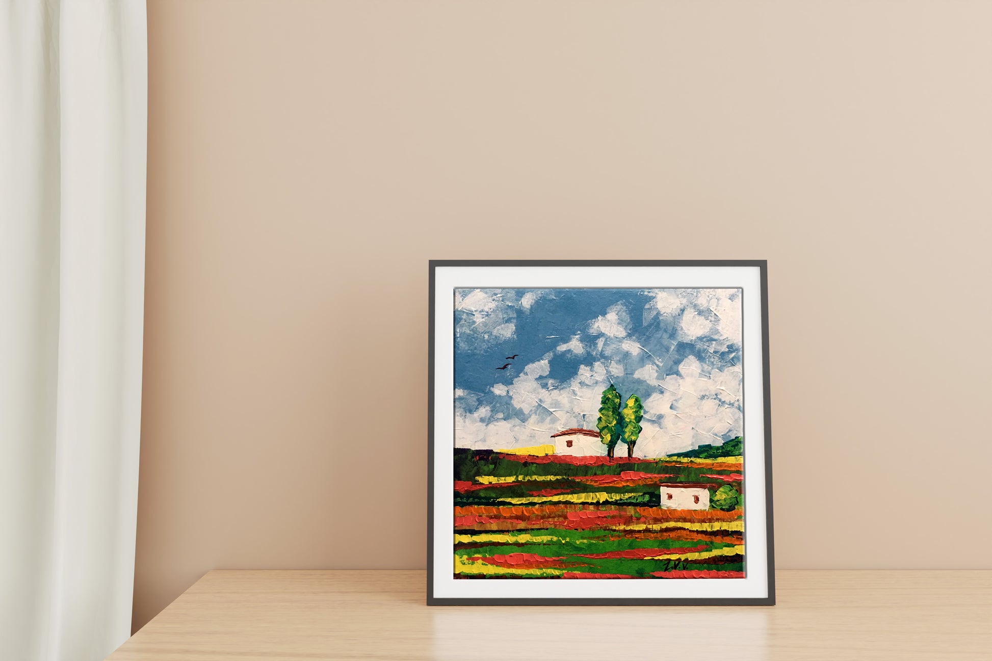 Framed oil painting Somewhere in the field by Zadorozhnya V. V. abstract landscape