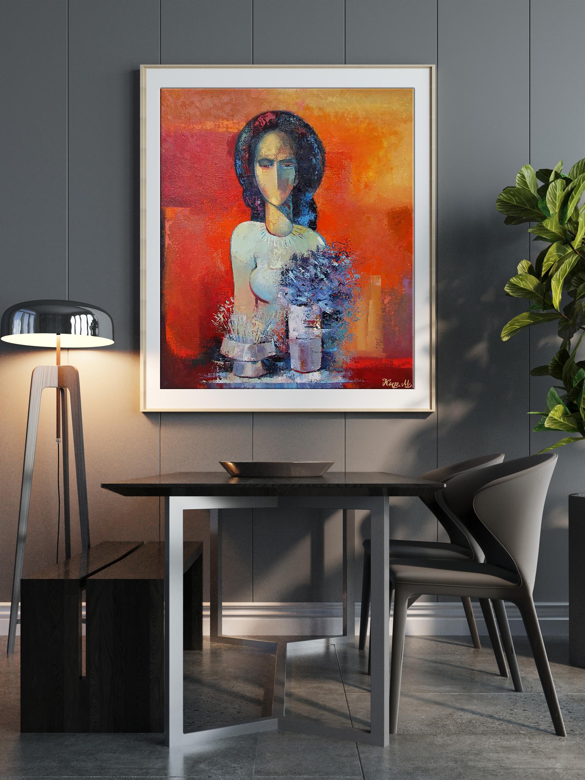 Oil painting Warm morning Kirilenko Mikhail framed abstract woman
