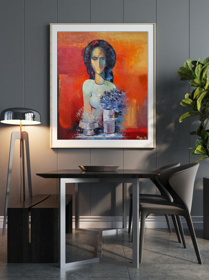 Oil painting Warm morning Kirilenko Mikhail framed abstract woman