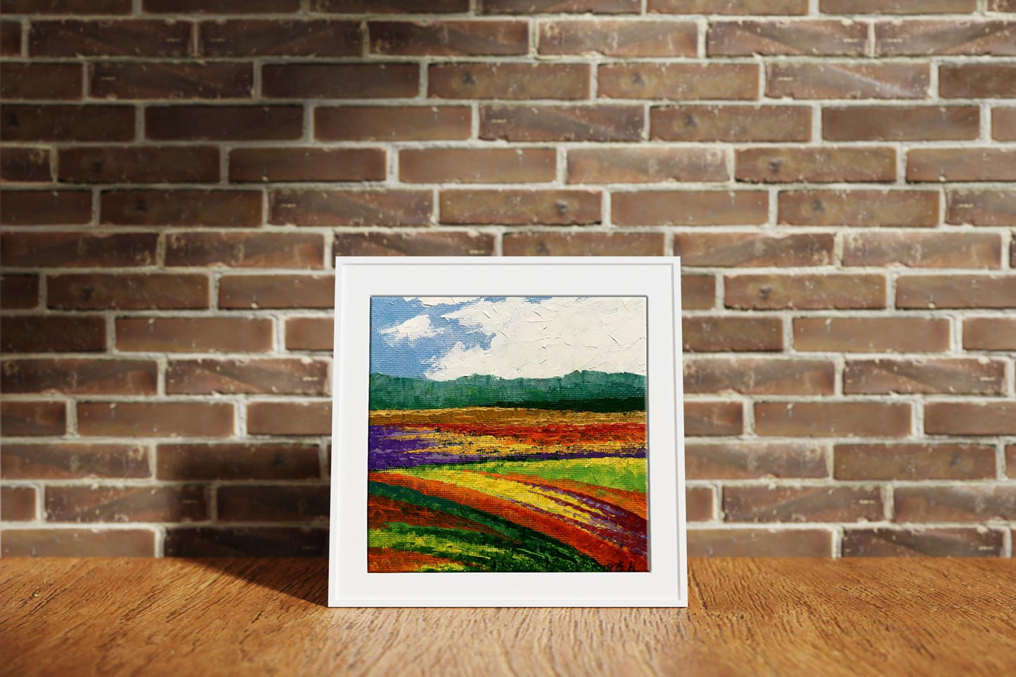 White-framed cross-stitched Oil painting After the Rain by V. Zadorozhnya