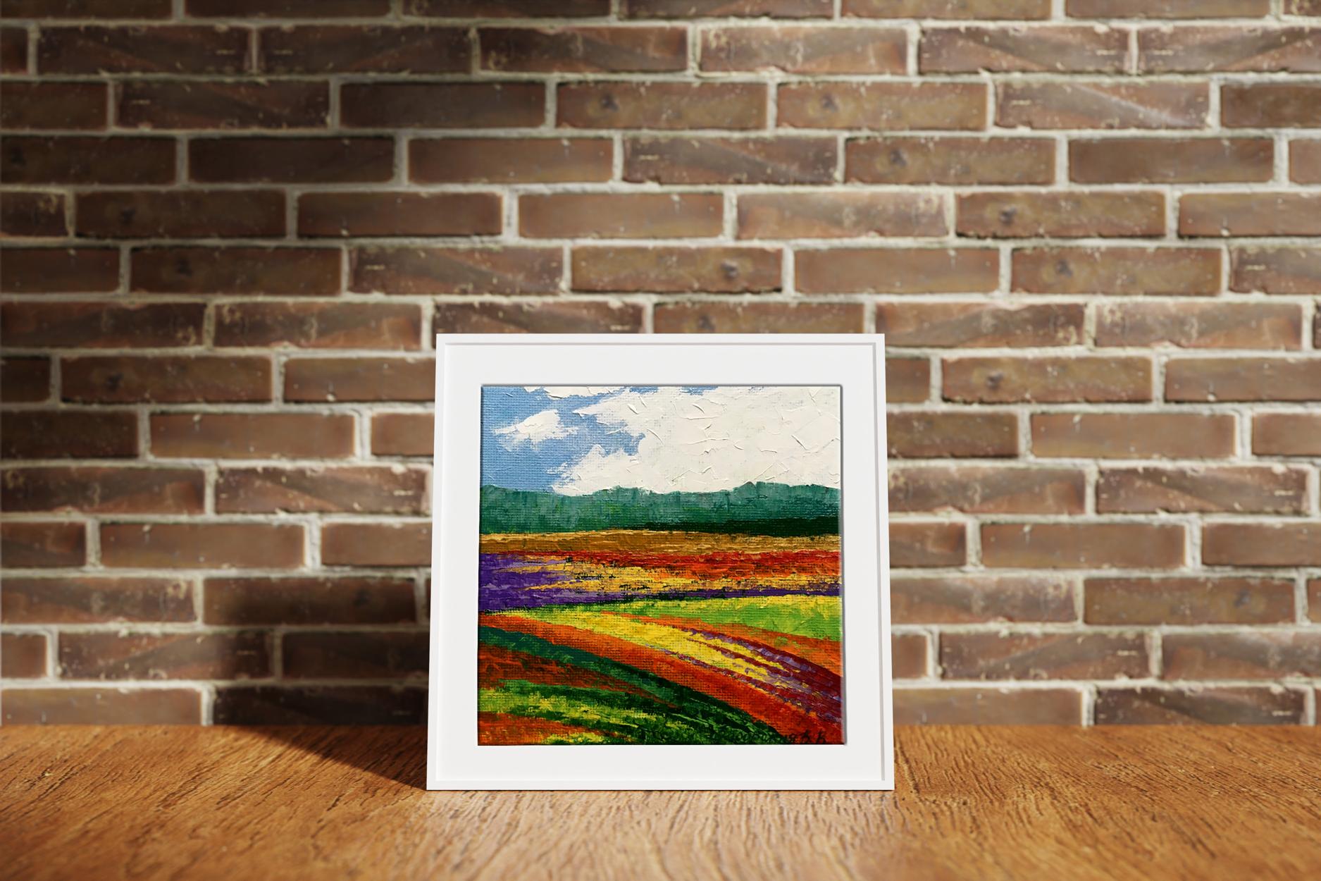 White-framed cross-stitched Oil painting After the Rain by V. Zadorozhnya