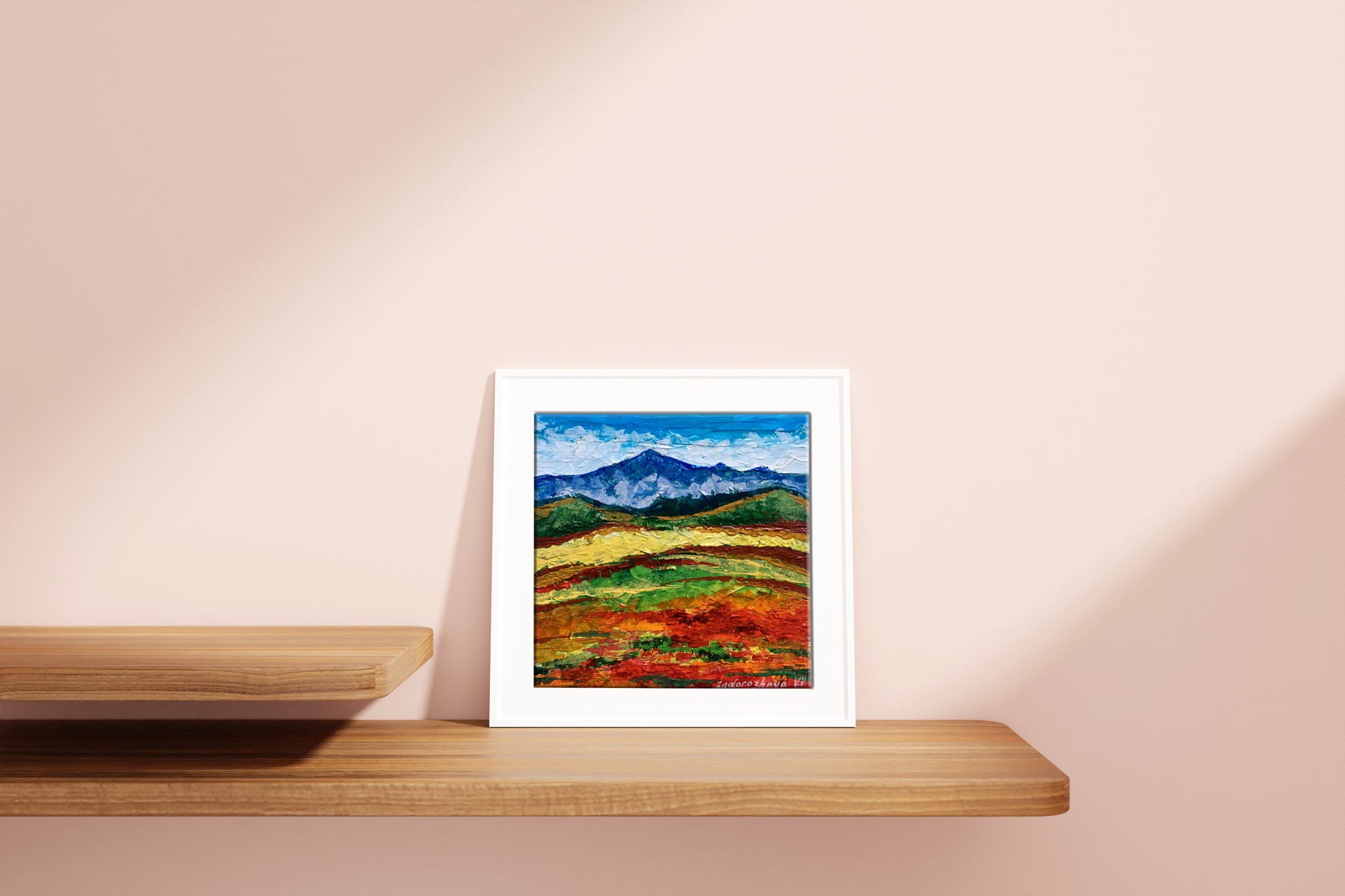 Oil painting Mountain view V. Zadorozhnya vibrant hills and mountains
