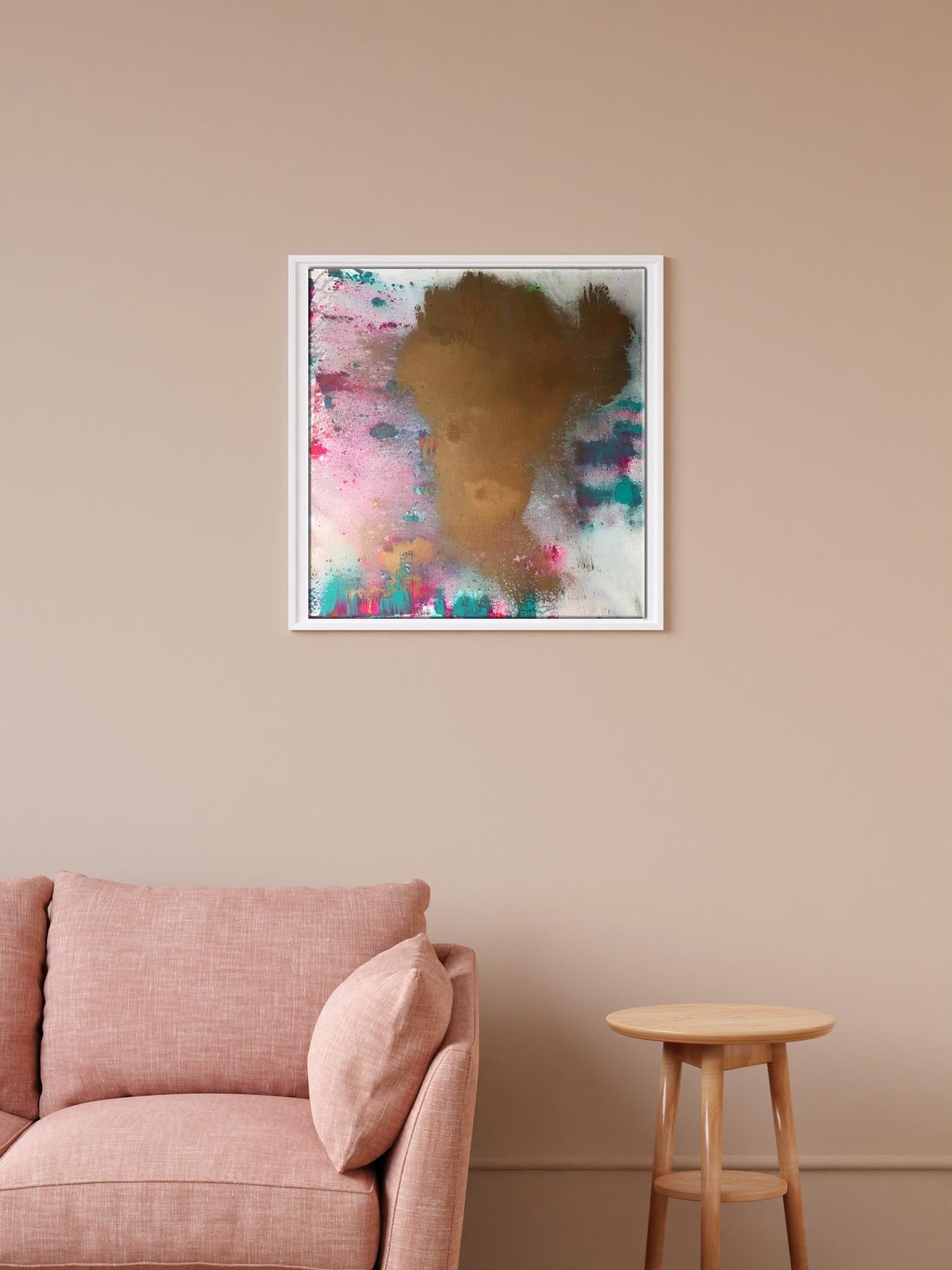 Acrylic painting Whirlwind of Joy by Olga Melezhik in white frame