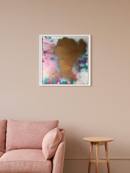 Acrylic painting Whirlwind of Joy by Olga Melezhik in white frame