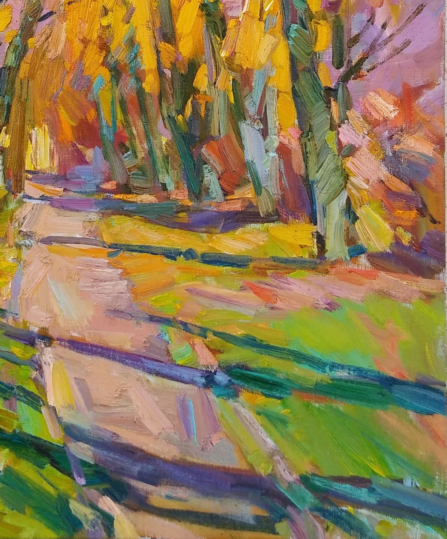 Oli painting Morning park landscape Pereta Vyacheslav
