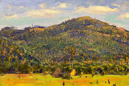 Oil painting Carpathians Zaretskyi Viktor textured hillside landscape