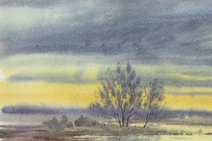 Watercolor painting Nature Landscape Savenets Valery