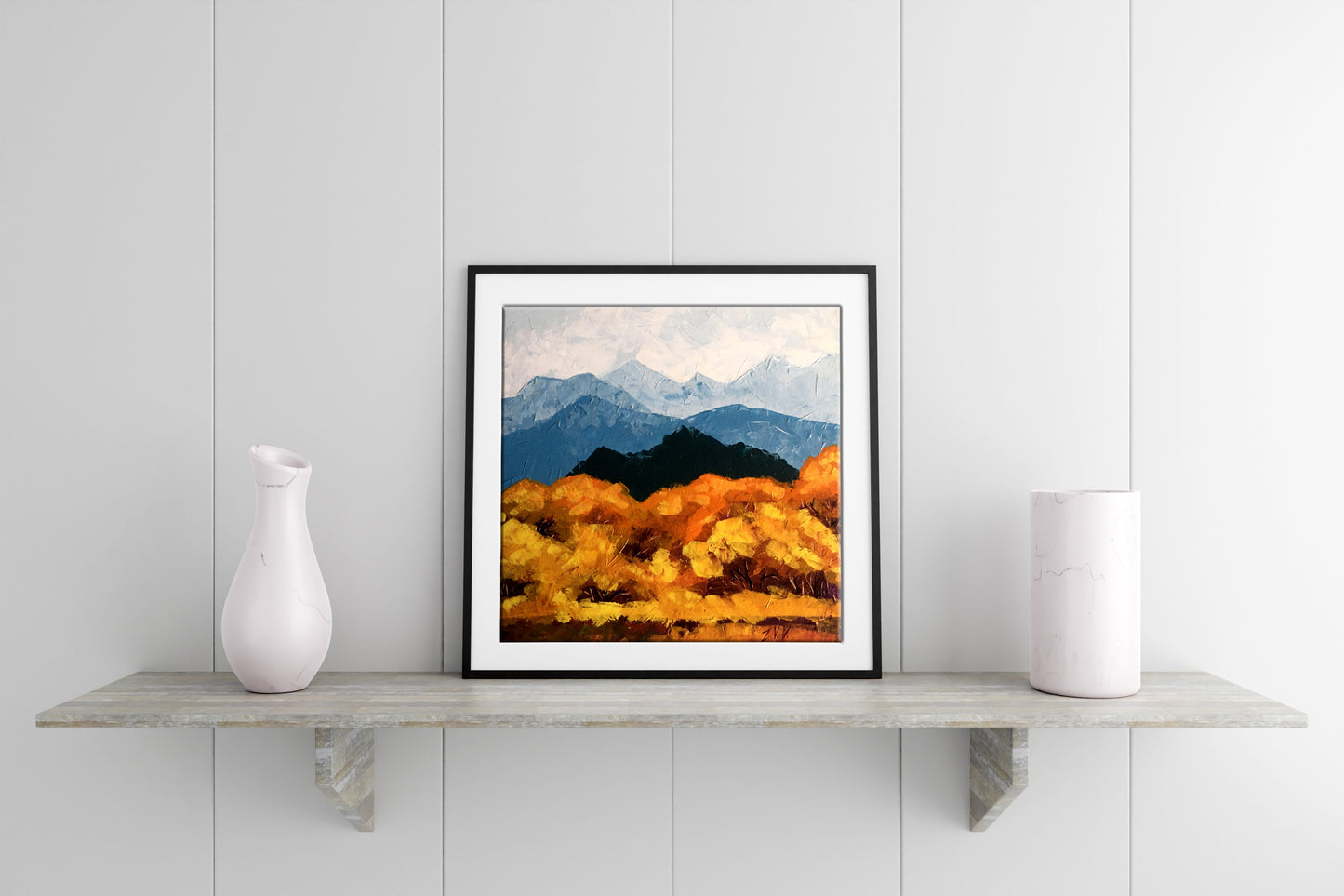 Oil painting Autumn mountains V. Zadorozhnya in sleek black frame